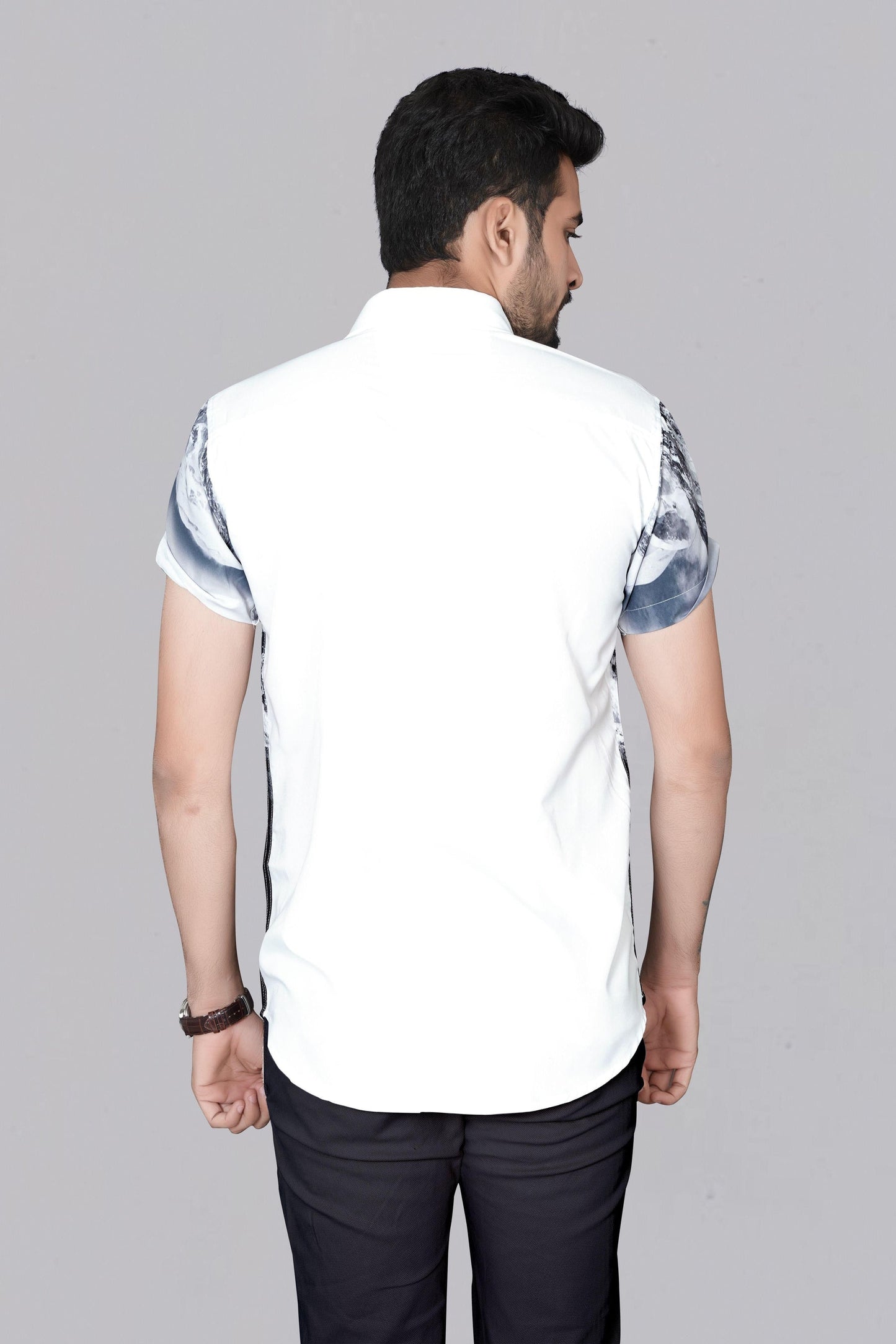 Poly rayon printed men's casual shirt with half sleeves, regular fit from Drpshippr's men's collection, suitable for everyday wear.