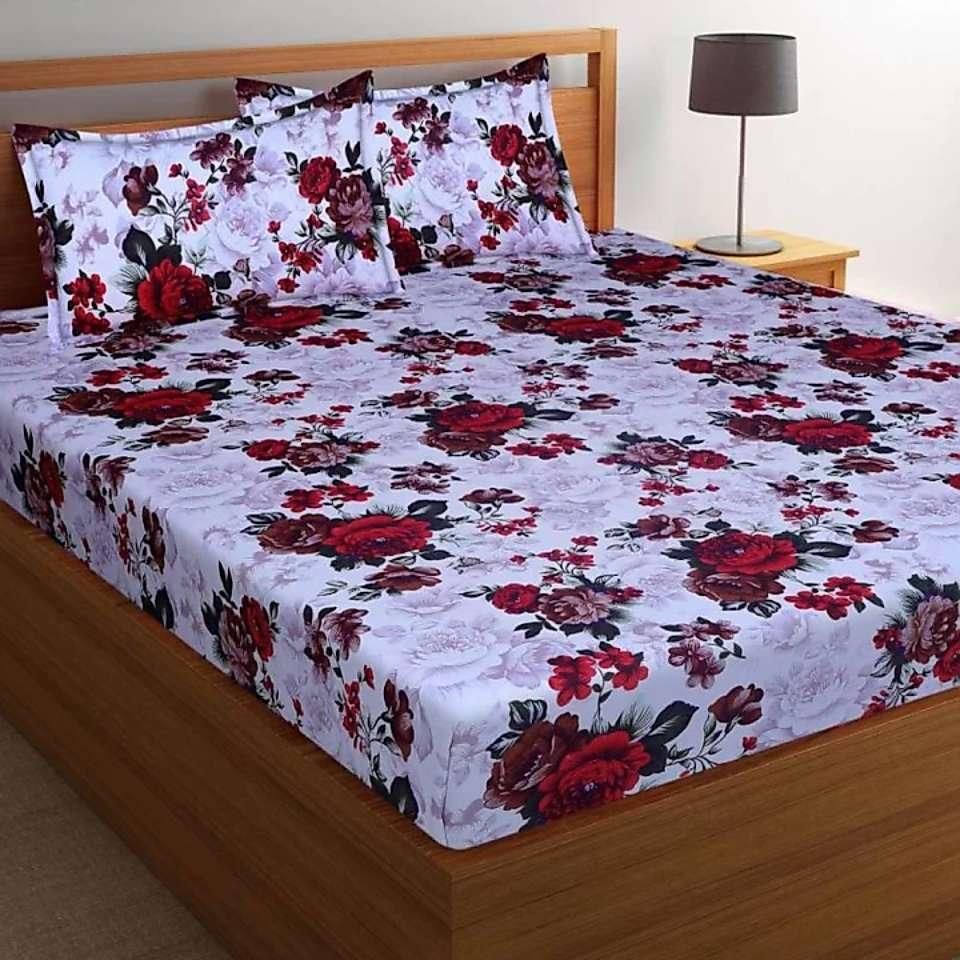 Polycotton 3D printed double bedsheets with vibrant patterns, made by Drpshippr, showcasing detailed fabric and colorful design.