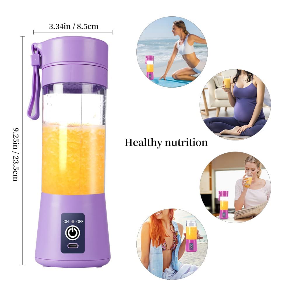 Portable Electric Rechargeable Juicer with 6 Blades for Fruits and Vegetables