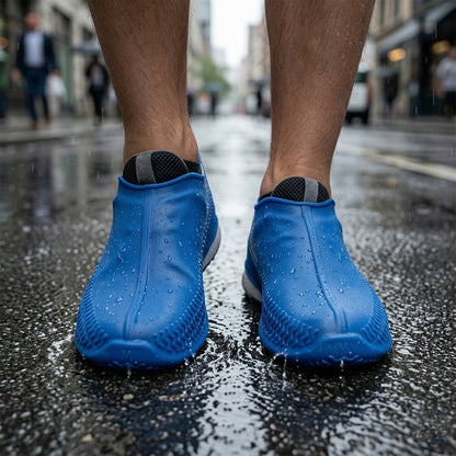 Waterproof Silicone Shoe Cover Blue Color (1 Pair Medium Size)