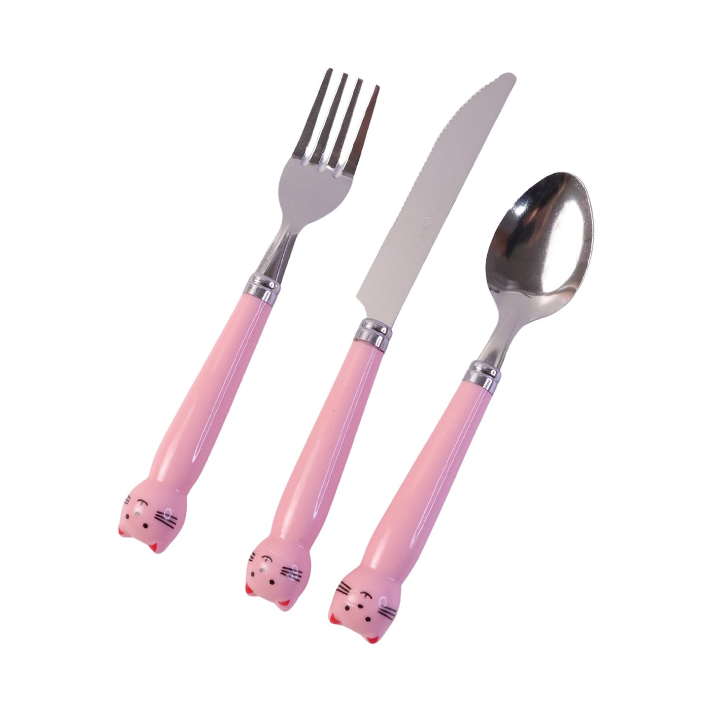 Kids Stainless Steel Cutlery Set 3 In 1 Fork Knife Spoon With Case (3 Pc Set)