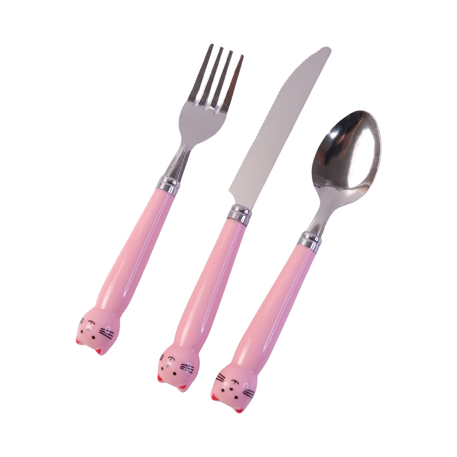 Kids Stainless Steel Cutlery Set 3 In 1 Fork Knife Spoon With Case (3 Pc Set)