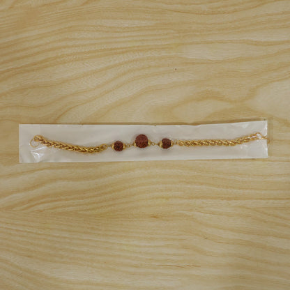Premium Rudraksha Bead Rakhi Gold-plated Chain Rakhi For Brother (1 Pc)