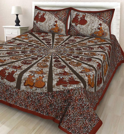 Printed cotton double bedsheets from Drpshippr with colorful floral and geometric patterns on soft fabric.