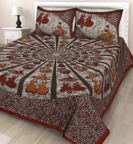 Printed cotton double bedsheets from Drpshippr with colorful floral and geometric patterns on soft fabric.