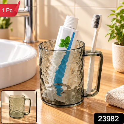 Textured Plastic Drinking Mug With Handle For Bathroom And Home Use (1 Pc)