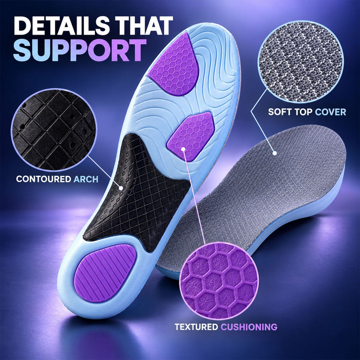 Cushioned Arch Support Shoe Insoles (1 Pair Size 3940)