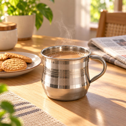 Wukusy stainless steel tea and coffee cups with handles, 6-piece 175 ml set for home use