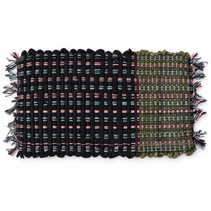 Decorative Woven Floor Mat With Check Pattern And Tassel Fringe For Doors (1 Pc)