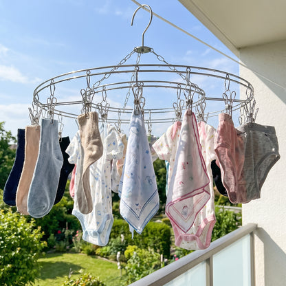 Stainless Steel Round Multi Clip Drying Hanger For Socks And Underwear (1 Pc)