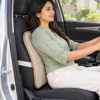 Wukusy car seat mesh back support with curved frame and elastic strap backrest