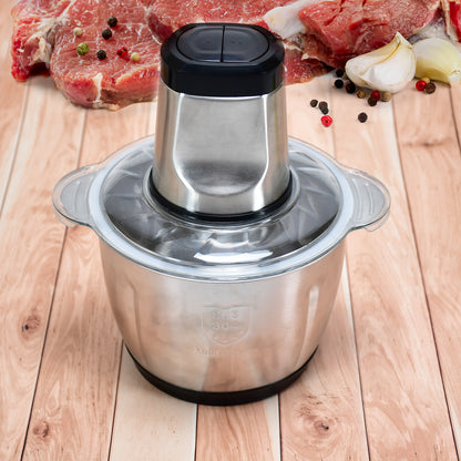 2363 Stainless Steel Electric Meat Grinders With Bowl Heavy For Kitchen Food Chopper Meat Vegetables Onion  Garlic Slicer Dicer Fruit  Nuts Blender (3l 300watts)