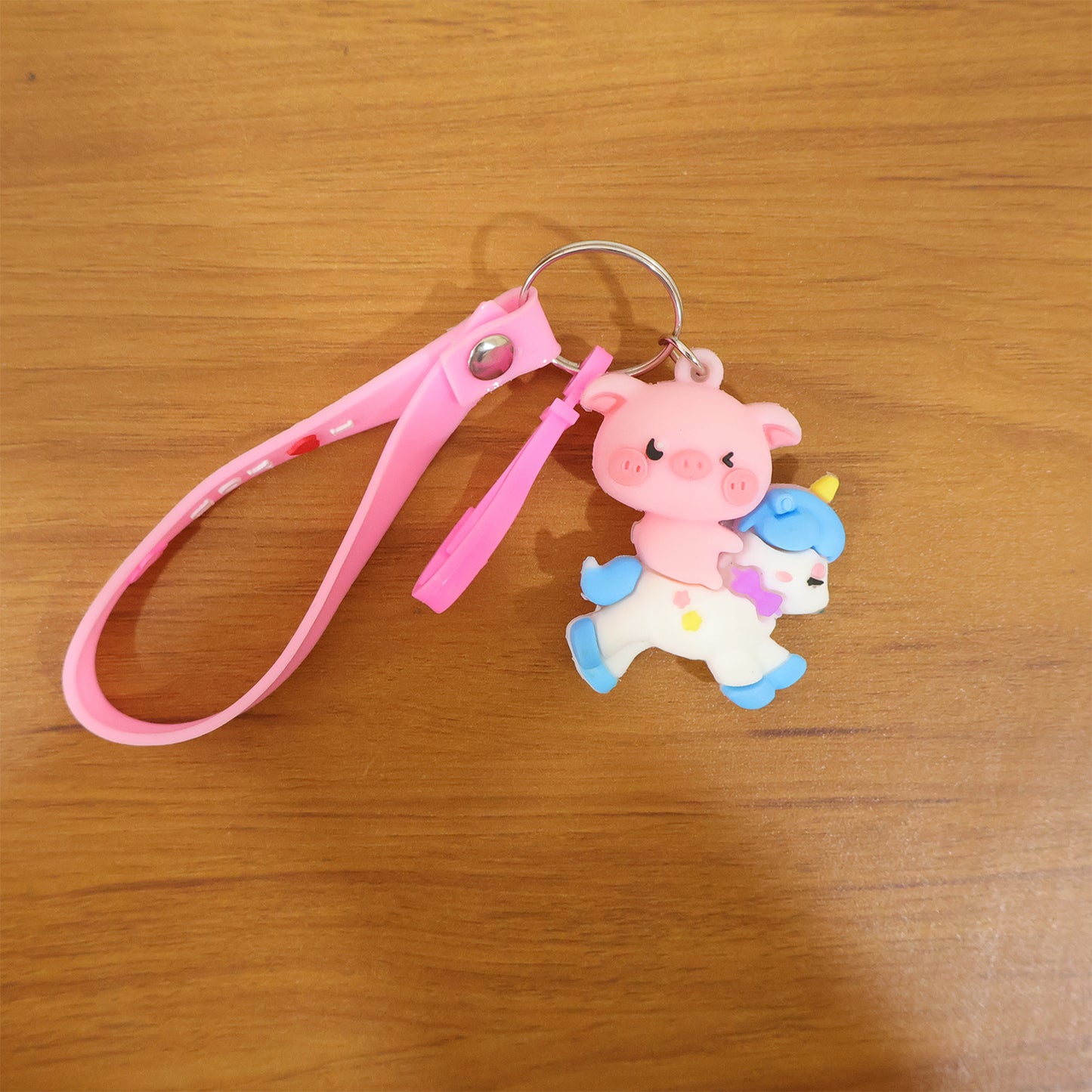 Cute Pig Riding Unicorn Cartoon Keychain (1 Pc)