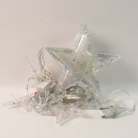 3386 12 Stars Led Curtain String Lights With 8 Flashing Modes For Home Decoration Diwali  Wedding Led Christmas Light Indoor And Outdoor Light Festival Decoration (Multicolor)