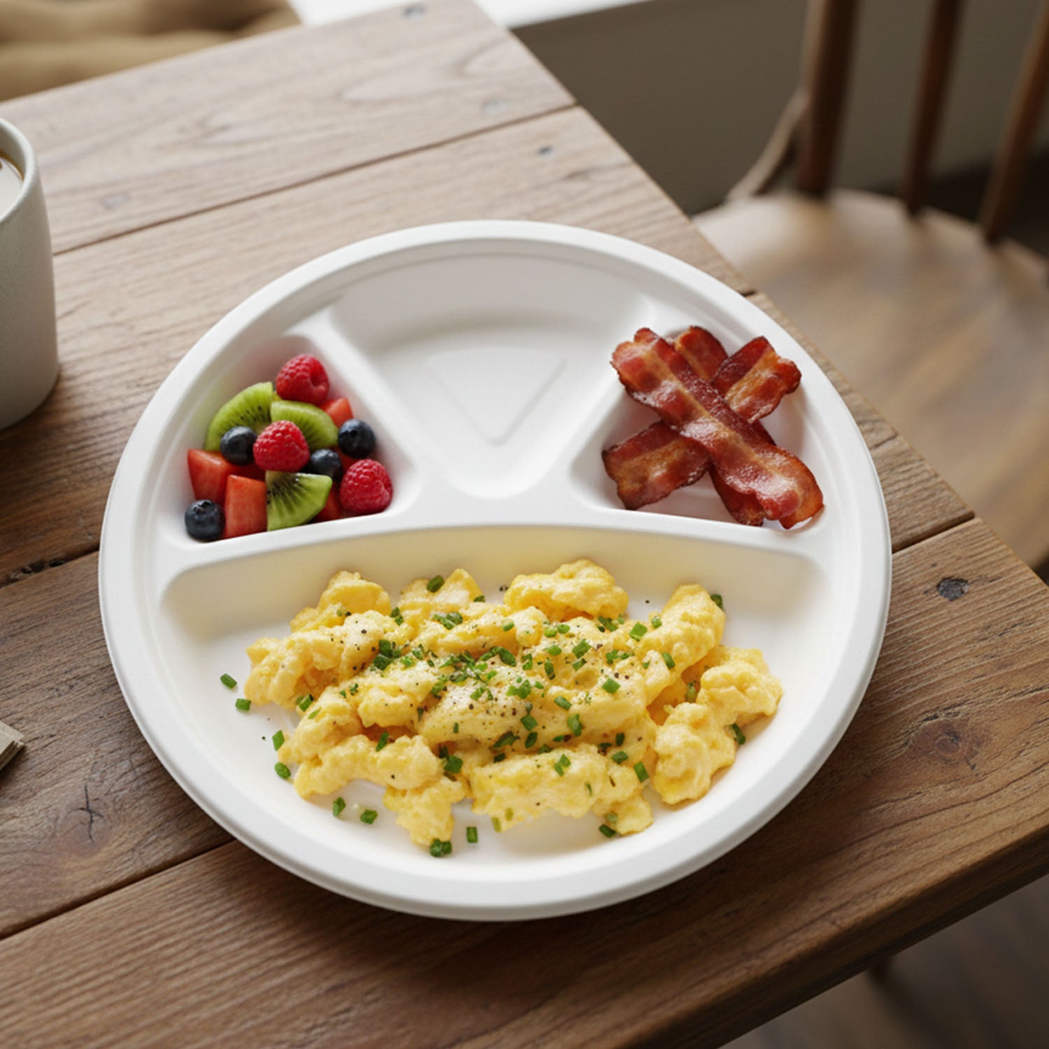 Vegnar 4 Compartment Disposable Food Serving Plate Set (10 Pc)