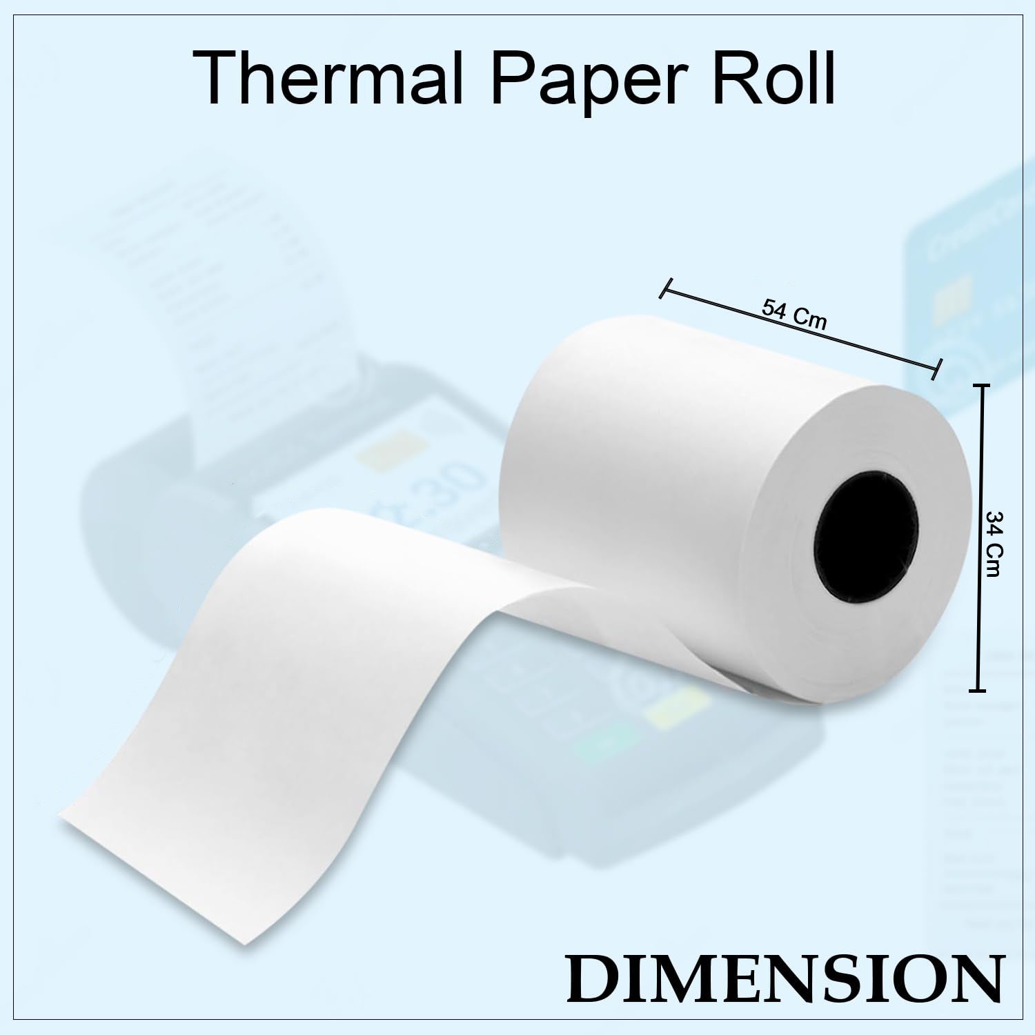Wukusy thermal label roll for barcode printing, 57x34 cm, showing a stack of adhesive labels ready for barcode labels.
