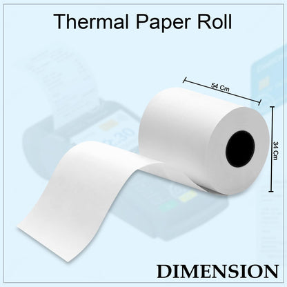 Wukusy thermal label roll for barcode printing, 57x34 cm, showing a stack of adhesive labels ready for barcode labels.