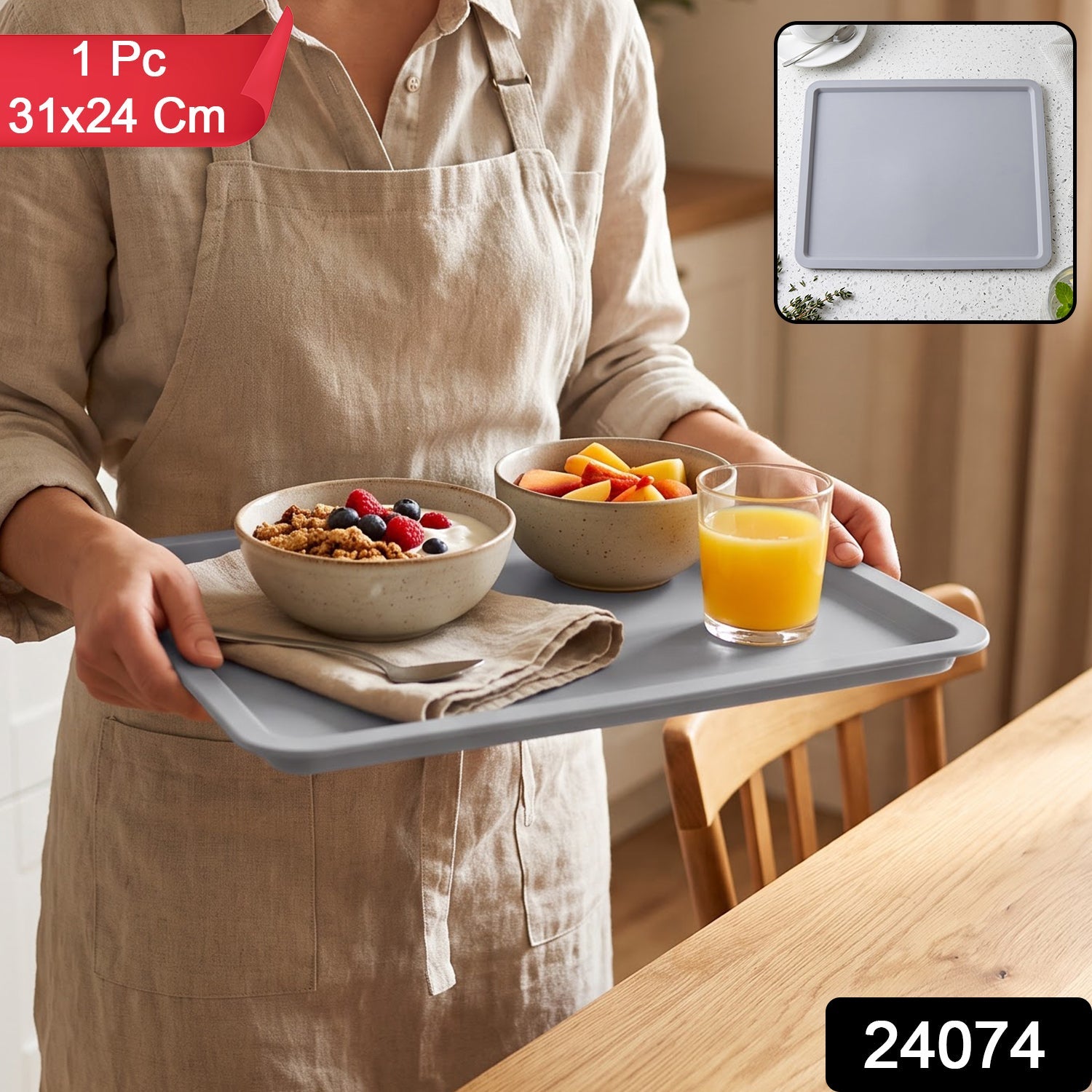 Multipurpose Rectangular Plastic Tea Serving Tray For Home And Kitchen Use (1 Pc)