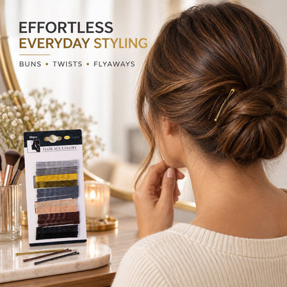 Set of 60 Wukusy metal hair pins with waved grip and rounded tips, 5cm for secure hair styling and easy placement.