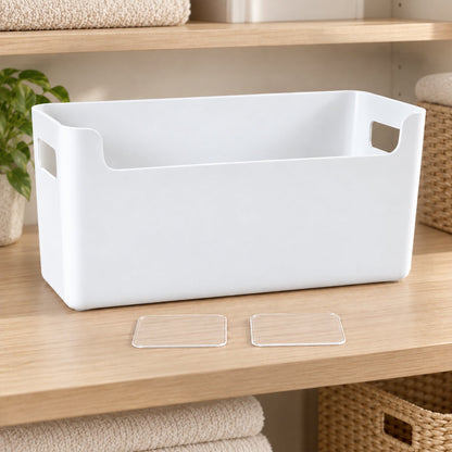 Wukusy adhesive wall mount storage box for kitchen and bathroom, 25x12 cm, mounted on wall for organizing small items.