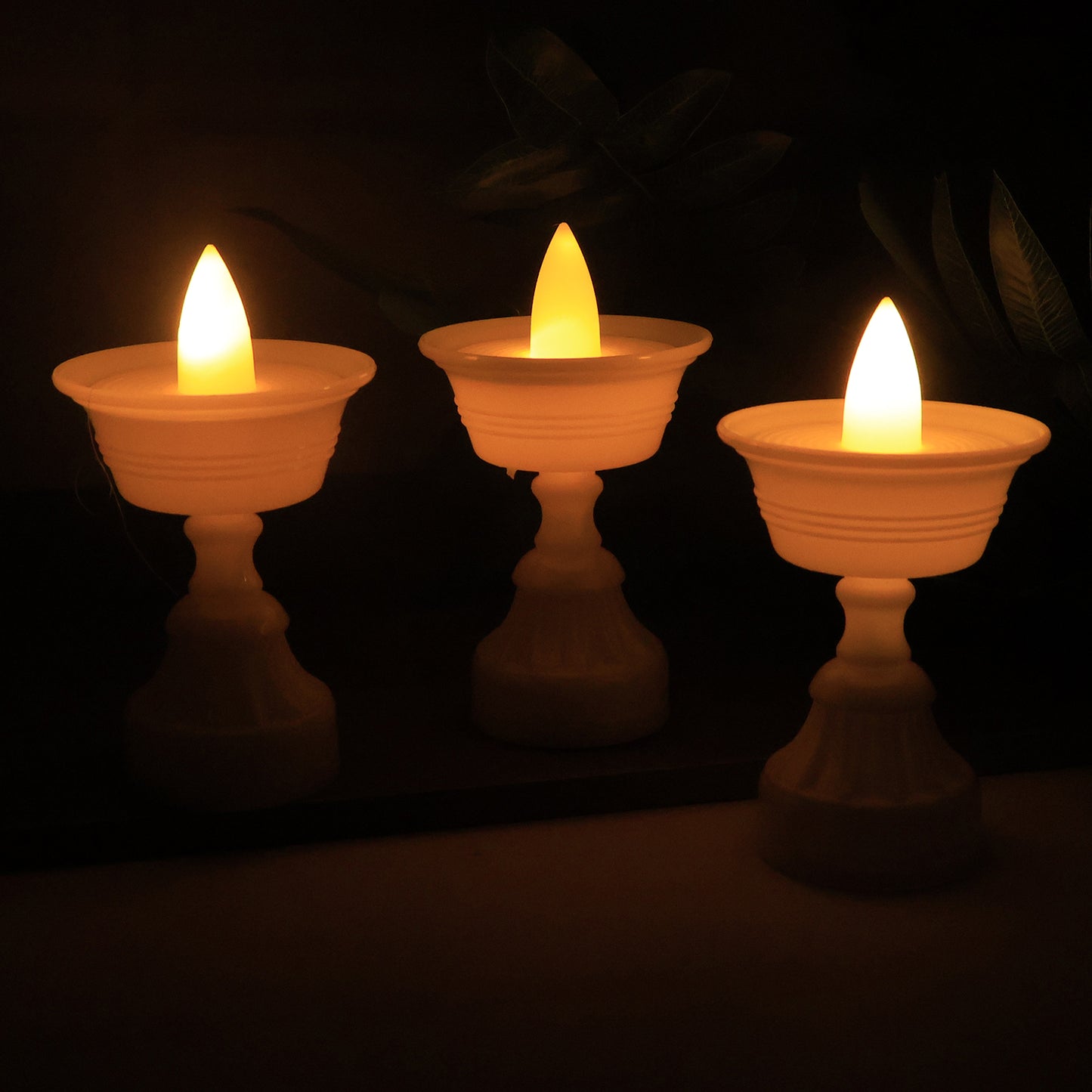 Set Of 12 White Water Sensor Led Diyas