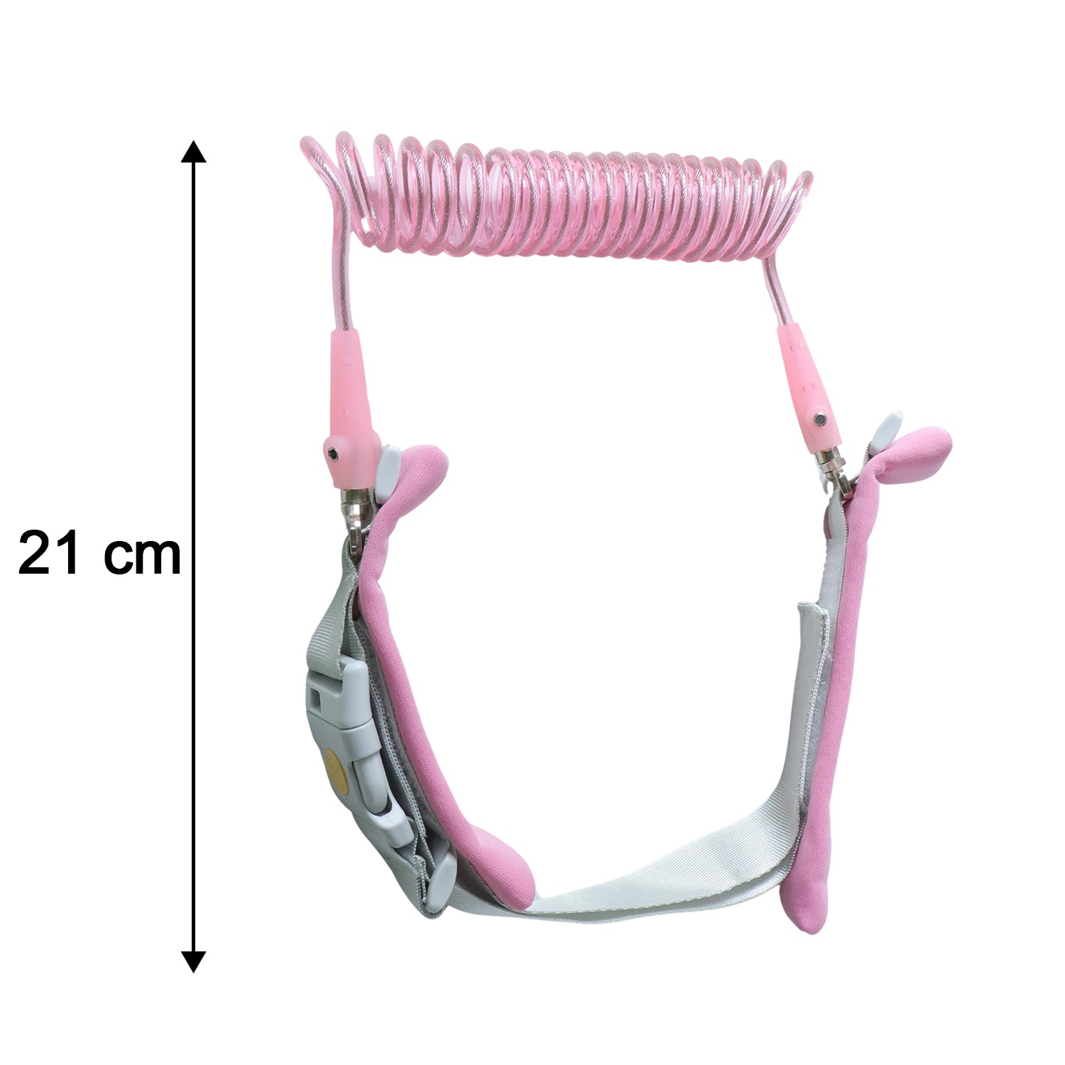 Wukusy kids safety anti-lost wrist link strap showing a colorful adjustable wrist strap and secure connection clip for children.