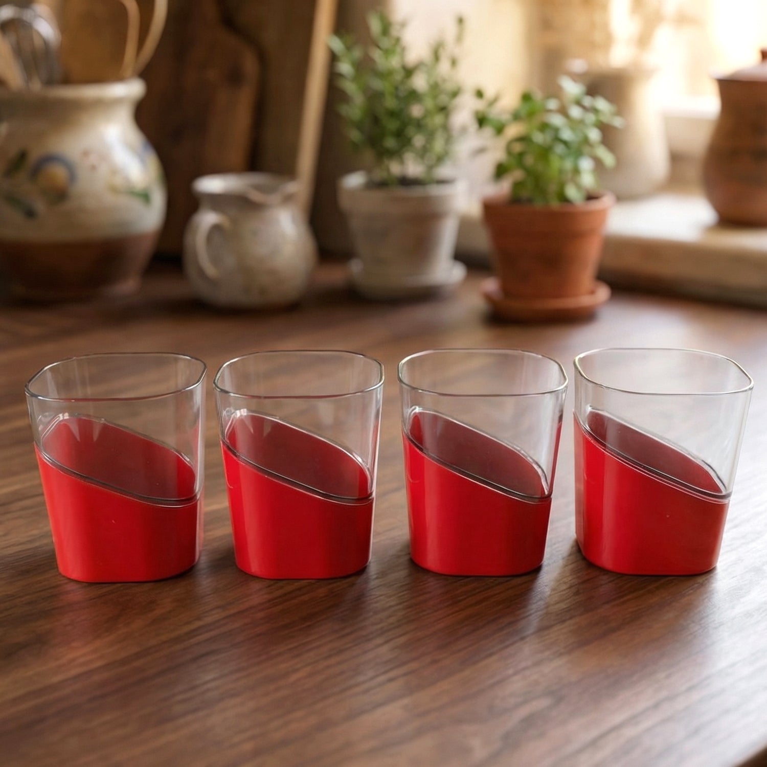 Prexo Stylish Grip Base Plastic Selo Glass (4 Pc Set 300 Ml Each)