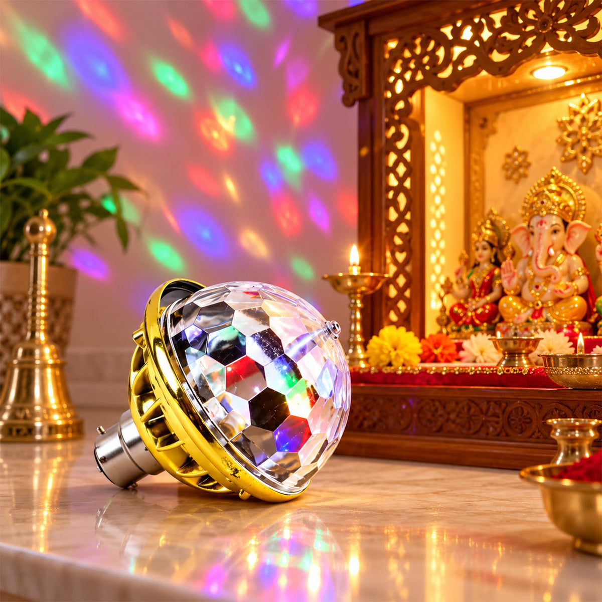 Rotating Multicolour Led Disco Party Bulb With B22 Base For Home (1 Pc)