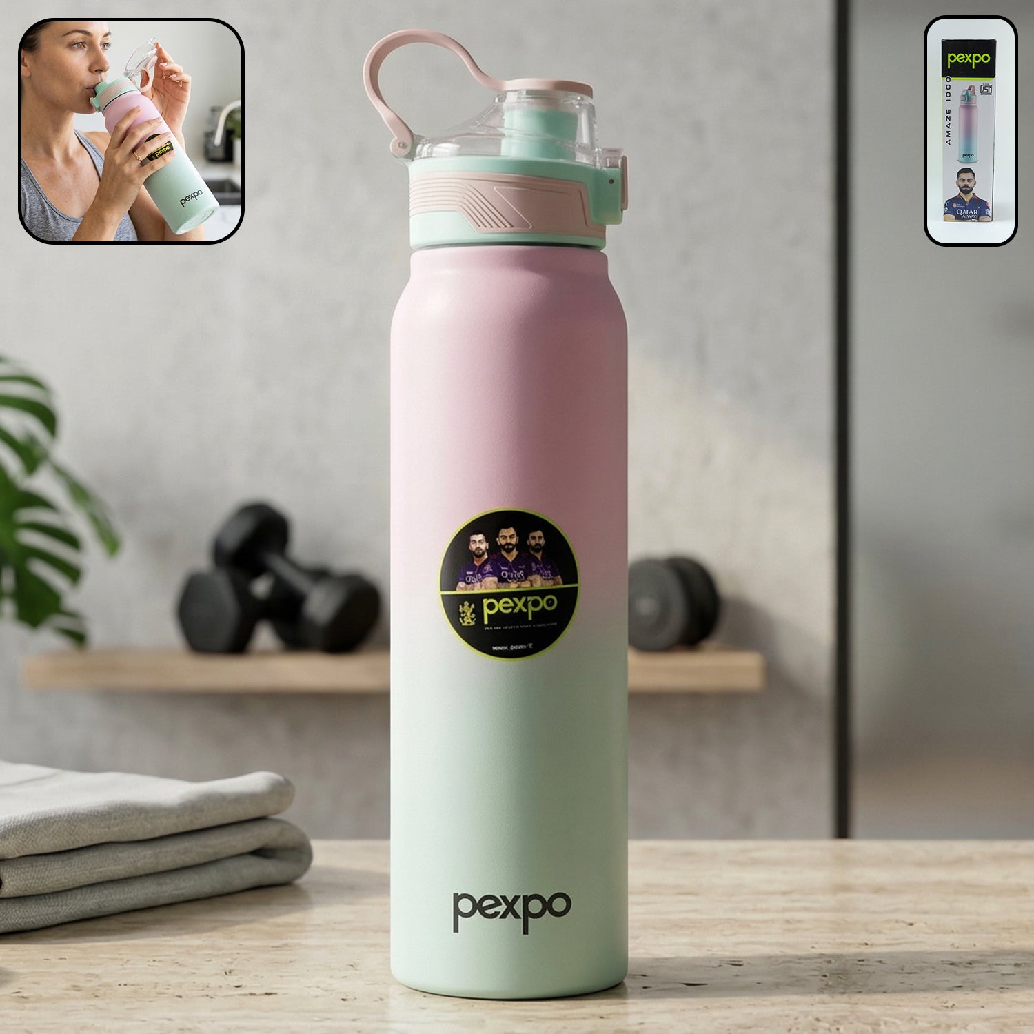 Pexpo Amaze Hot  Cold Insulated Stainless Steel Water Bottle - 1000 Ml