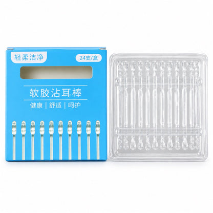 Silicone Ear Cleaning Sticks With Compact Holder For Personal Care (24 Pc)