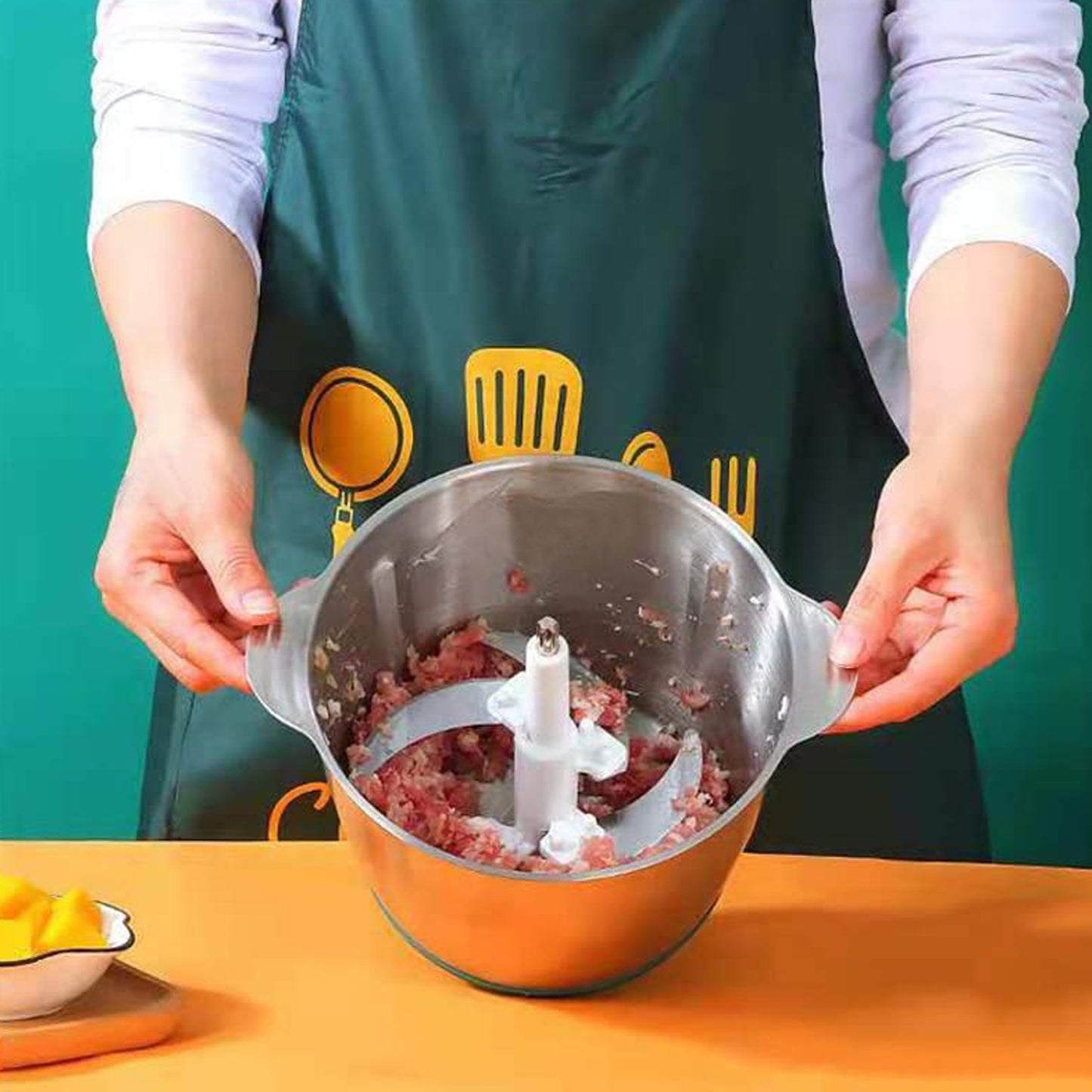 2363 Stainless Steel Electric Meat Grinders With Bowl Heavy For Kitchen Food Chopper Meat Vegetables Onion  Garlic Slicer Dicer Fruit  Nuts Blender (3l 300watts)