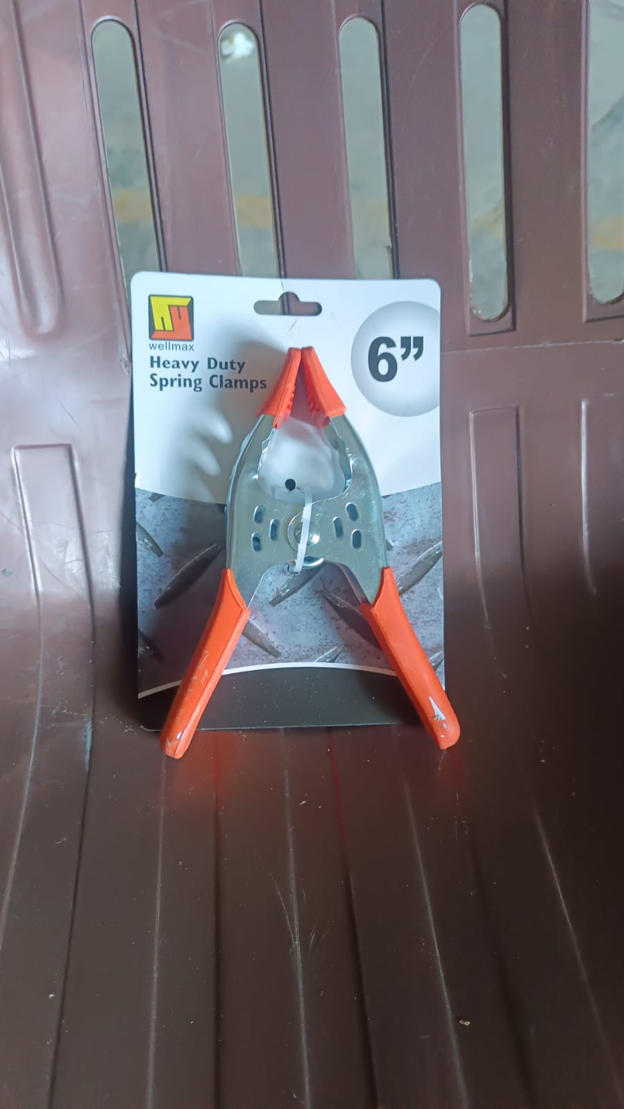 Heavy duty 6-inch metal spring clamps by Wukusy, shown in open position for gripping materials securely.