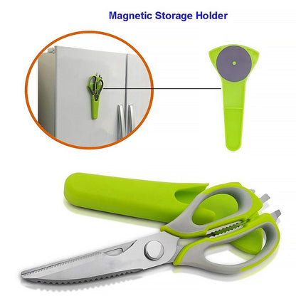 8193 Multi-purpose Kitchen Shears With Magnetic Holder Stainless Steel Red Multifunction Heavy Duty And Kitchen Scissors