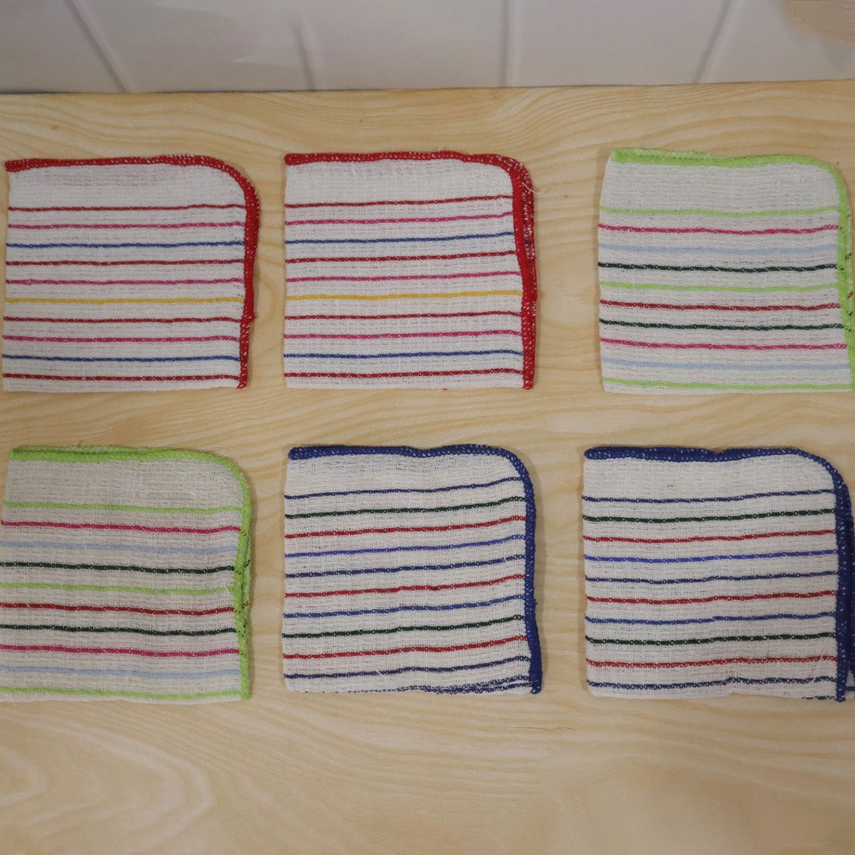 Checked Cotton Dish Cleaning Cloth Set For Kitchen Use (6 Pc 28 X 28 Cm)