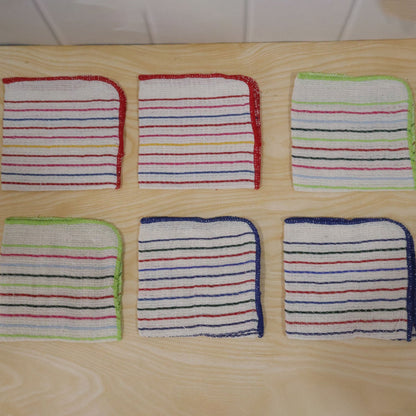 Checked Cotton Dish Cleaning Cloth Set For Kitchen Use (6 Pc 28 X 28 Cm)