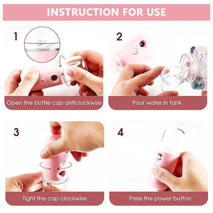Mini Nano Mist Sprayer Usb Rechargeable Portable Face Steamer Humidifier (1 Pc)