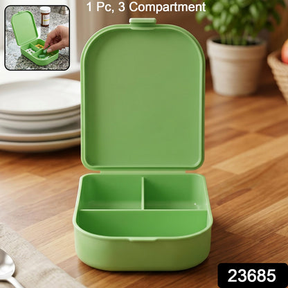 3 Compartment Plastic Pill Organizer Box Portable Medicine Storage Case (1 Pc)