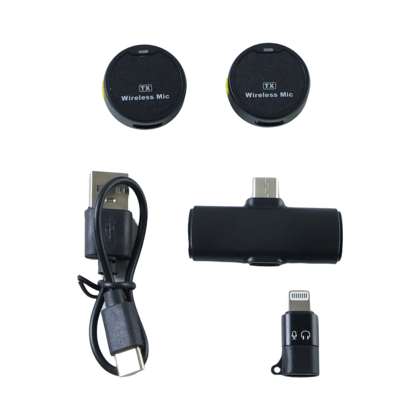 Portable Wireless Lavalier Microphone Dual Clip-on Mic Set (1 Set)