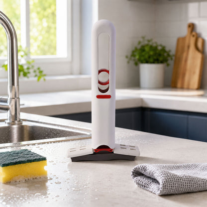Wukusy handheld mini cotton mop with self-squeeze feature for cleaning desks and glass surfaces, portable cleaning tool.