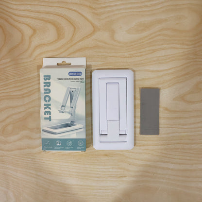 Wukusy foldable plastic mobile phone holder stand on a desk, adjustable for office use, showing multiple viewing angles