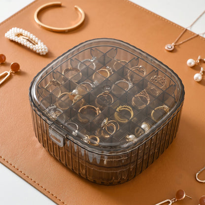 Plastic Multi-compartment Jewelry Organizer Box Stackable Ring Storage (1 Set)