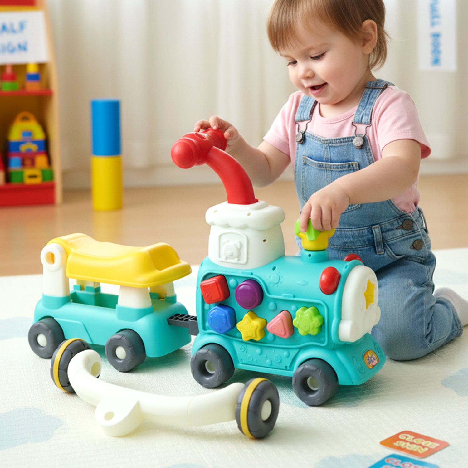 Aditi Tiny Train Baby Walker Ride-on Toy With Push Handle (1 Set)