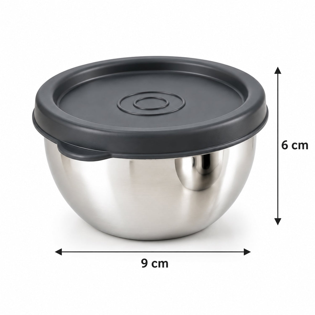 Set of two Wukusy Apex stainless steel storage bowls with lids, 180 ml small containers for kitchen organization.