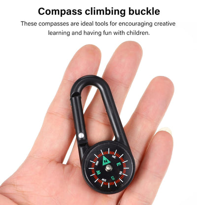 Mini Wukusy Clip Snap Hook with built-in compass, versatile and compact for outdoor or everyday use, shown with mix design details.