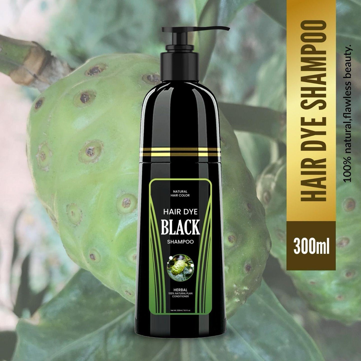 Drpshippr Radiant Locks natural hair color shampoo 300ml bottle with a sleek design and vibrant label for healthy hair.