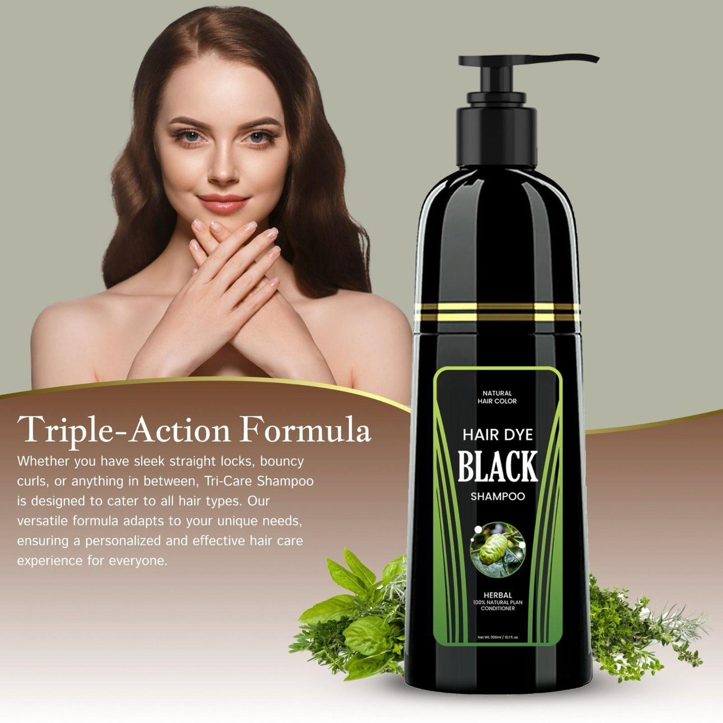 Drpshippr Radiant Locks Natural Hair Color Shampoo 300ml bottle with sleek packaging and vibrant label for healthy hair.