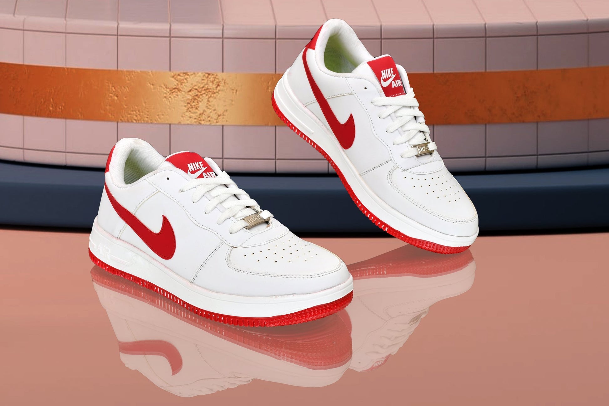 Red men's casual shoes from Drpshippr's men's collection, featuring a comfortable slip-on design and stylish look.
