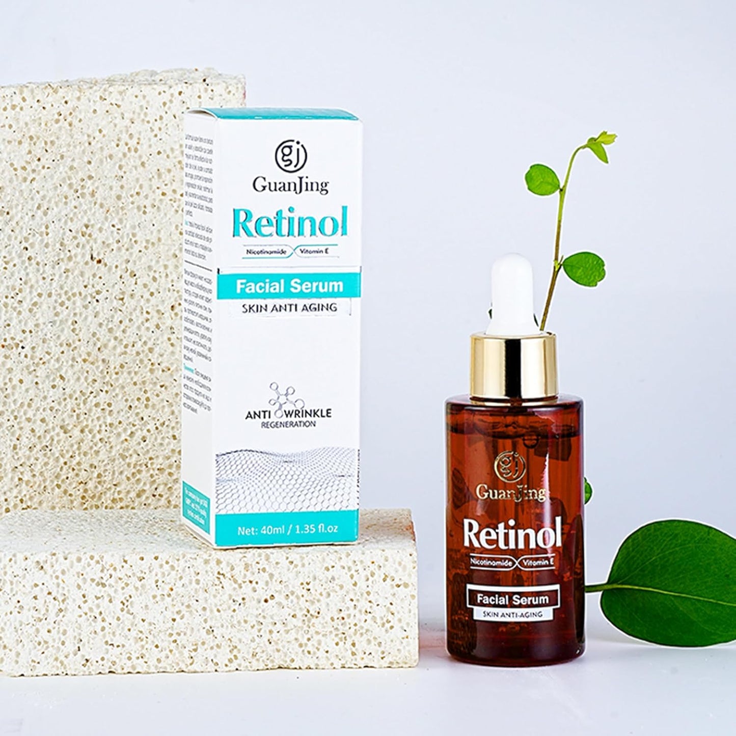 Drpshippr Retinol and Nicotinamide Face Serum 40ml bottle for skincare, with clear label and pump dispenser.