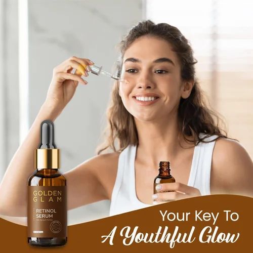 Drpshippr Retinol Anti-Ageing Face Serum in 30ml bottle, visibly minimizes spots and brightens skin tone with glycolic formula.