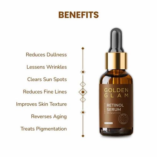 Drpshippr Retinol Anti-Ageing Face Serum in 30ml bottle, visibly minimizes spots, evens skin tone, brightens with glycolic acid.